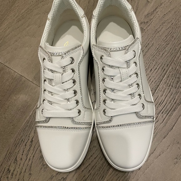 Never Worn Swarovski Crystal Christian Louboutin White Sneakers size 7 - Picture 5 of 6